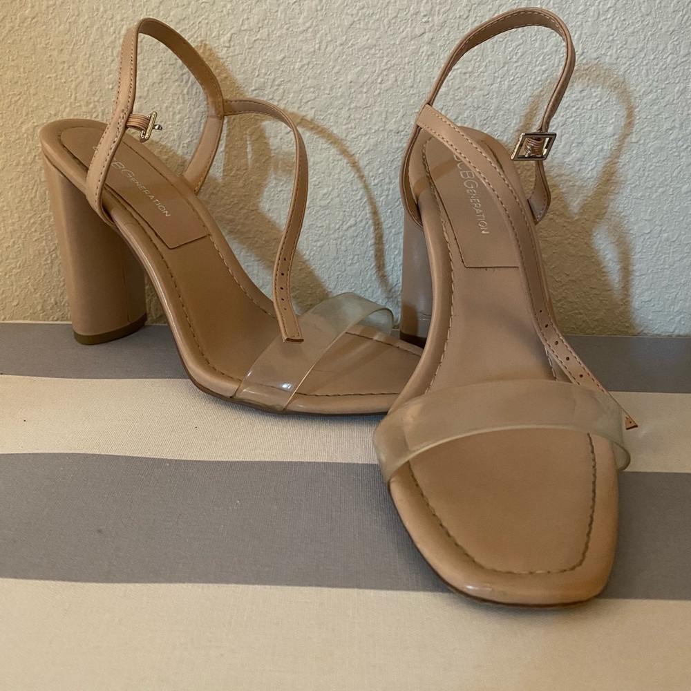 Nude BCBG Block Heels